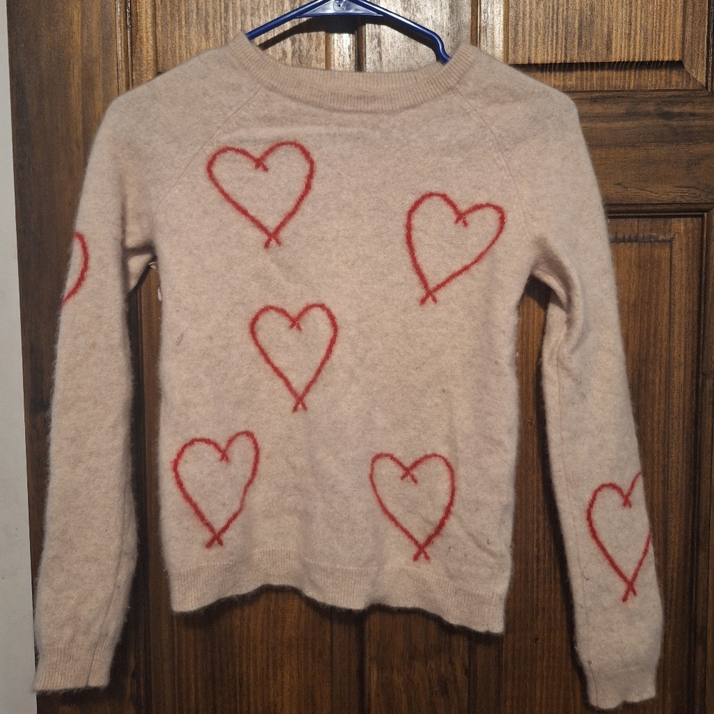 Philosophy 100% Cashmere Heart Patterned Beige Sweater